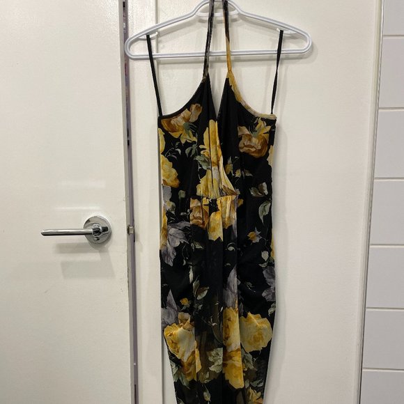 Fashion Magazine, black and yellow floral spaghetti strap dress, size M - Picture 3 of 3